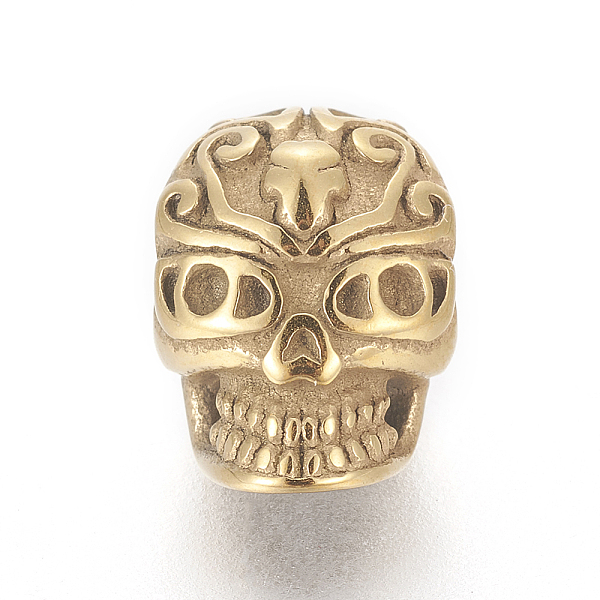 PandaHall 304 Stainless Steel European Beads, Large Hole Beads, Skull, Golden, 12x8x8mm, Hole: 4.5mm 304 Stainless Steel Skull
PandaHall 304 Stainless Steel European Beads, Large Hole Beads, Skull, Golden, 12x8x8mm, Hole: 4.5mm 304 Stainless Steel Skull