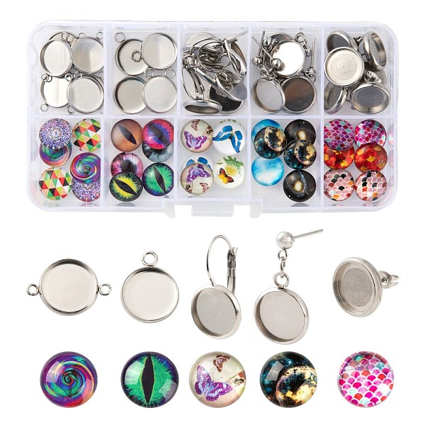 PandaHall DIY Jewelry Set Making Kits, Including 304 Stainless Steel Cabochons Findings, Glass Cabochons, Stainless Steel Color, Cabochons..., Multicolor
PandaHall DIY Jewelry Set Making Kits, Including 304 Stainless Steel Cabochons Findings, Glass Cabochons, Stainless Steel Color, Cabochons..., Multicolor