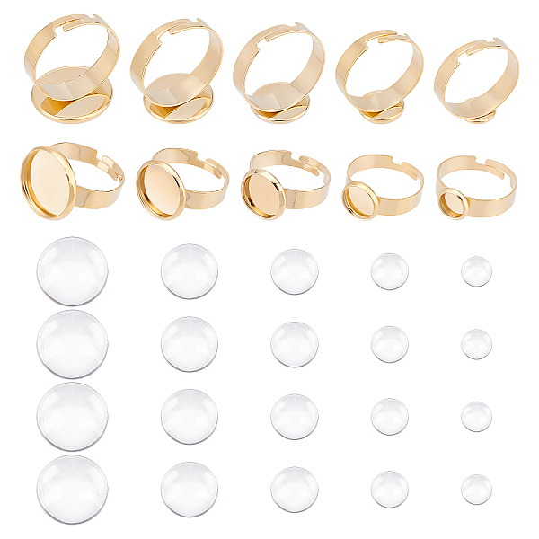 PandaHall UNICRAFTALE 10 Sets Golden DIY Flat Round Finger Ring Making Kit Adjustable 304 Stainless Steel Finger Rings Componets 20 Pcs..., Clear
PandaHall UNICRAFTALE 10 Sets Golden DIY Flat Round Finger Ring Making Kit Adjustable 304 Stainless Steel Finger Rings Componets 20 Pcs..., Clear