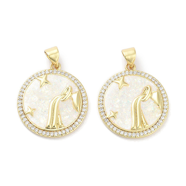 PandaHall Brass Micro Pave Clear Cubic Zirconia Pendants, with Synthetic Opal and ABS Plastic Pearl, Real 18K Gold Plated, Flat Round with...
PandaHall Brass Micro Pave Clear Cubic Zirconia Pendants, with Synthetic Opal and ABS Plastic Pearl, Real 18K Gold Plated, Flat Round with...
