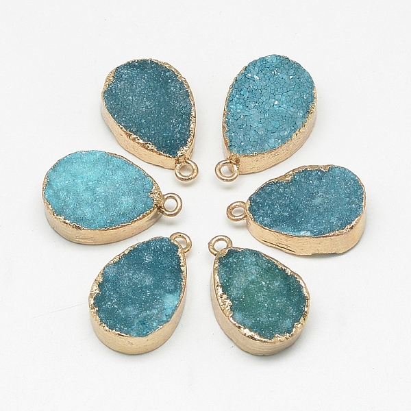PandaHall Natural Druzy Agate Pendants, Dyed, teardrop, with Golden Tone Brass Findings, Light Sky Blue, 27~35x17~21x5~12mm, Hole: 1~2mm...
PandaHall Natural Druzy Agate Pendants, Dyed, teardrop, with Golden Tone Brass Findings, Light Sky Blue, 27~35x17~21x5~12mm, Hole: 1~2mm...