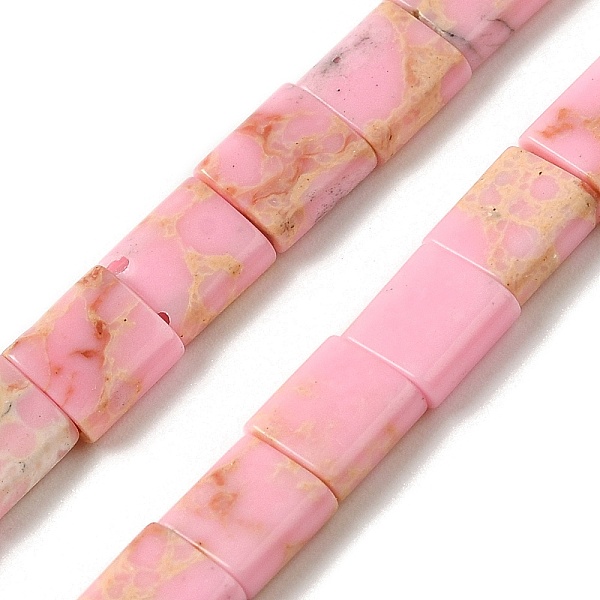 PandaHall Synthetic Imperial Jasper Beads Strands, 2-Hole, Rectangle, Pink, 5.5~6x5x2.5mm, Hole: 0.9mm, about 69~70pcs/strand, 15.12~15.2...
PandaHall Synthetic Imperial Jasper Beads Strands, 2-Hole, Rectangle, Pink, 5.5~6x5x2.5mm, Hole: 0.9mm, about 69~70pcs/strand, 15.12~15.2...