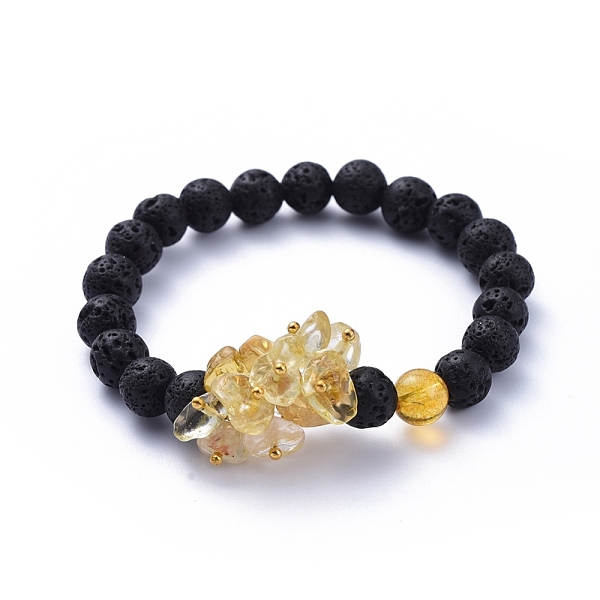 PandaHall Natural Lava Rock Round Beads Stretch Bracelets, with Natural Citrine(Dyed & Heated) Chips and Brass Beads, Golden, Inner Diameter...
PandaHall Natural Lava Rock Round Beads Stretch Bracelets, with Natural Citrine(Dyed & Heated) Chips and Brass Beads, Golden, Inner Diameter...