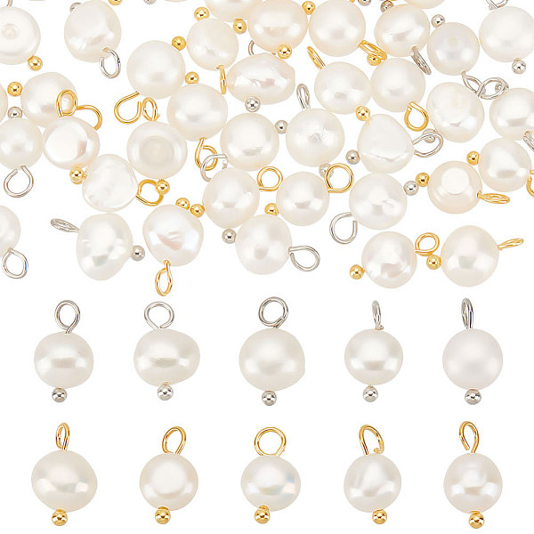PandaHall CREATCABIN 70Pcs 2 Colors Natural Cultured Freshwater Pearl Charms, with Platinum Tone Brass Ball Head pins, Oval, Mixed Color..., White
PandaHall CREATCABIN 70Pcs 2 Colors Natural Cultured Freshwater Pearl Charms, with Platinum Tone Brass Ball Head pins, Oval, Mixed Color..., White