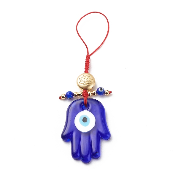 PandaHall Handmade Evil Eye Lampwork Pendant Decorations, with Braided Nylon Thread and Lotus Pattern Alloy Beads, Buddha Hand, Medium Blue...
PandaHall Handmade Evil Eye Lampwork Pendant Decorations, with Braided Nylon Thread and Lotus Pattern Alloy Beads, Buddha Hand, Medium Blue...
