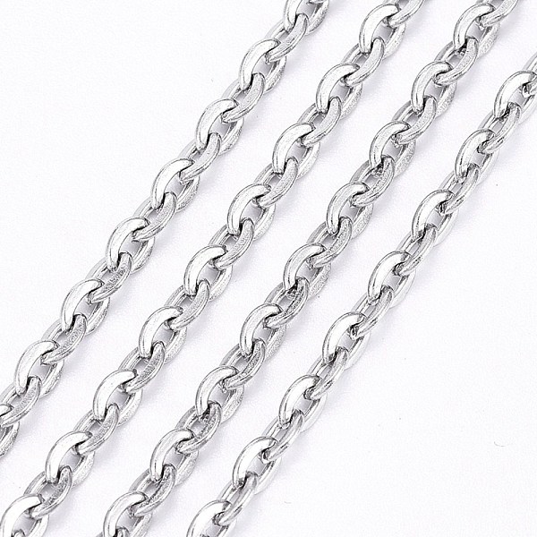 PandaHall 304 Stainless Steel Cable Chains, Unwelded, Flat Oval, Stainless Steel Color, 4x3mm 304 Stainless Steel
PandaHall 304 Stainless Steel Cable Chains, Unwelded, Flat Oval, Stainless Steel Color, 4x3mm 304 Stainless Steel