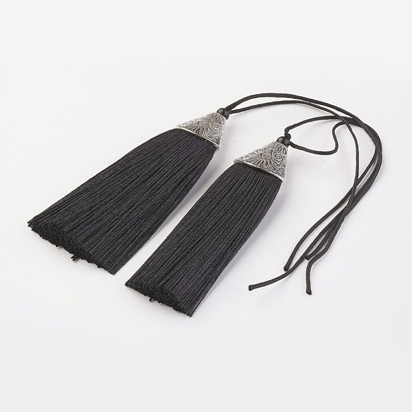 PandaHall Nylon Tassels Big Pendant Decorations, with CCB Plastic, Antique Silver, Black, 85x20x10.5mm Nylon Black
PandaHall Nylon Tassels Big Pendant Decorations, with CCB Plastic, Antique Silver, Black, 85x20x10.5mm Nylon Black