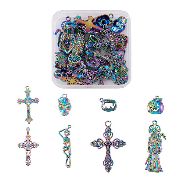PandaHall Spritewelry 32Pcs 8 Style Rainbow CoLOR Alloy Pendants, Skull & Cross & Skeleton & Teeth & Pumpkin, 12.5~51x13~34x2.5~5.5mm, Hole...
PandaHall Spritewelry 32Pcs 8 Style Rainbow CoLOR Alloy Pendants, Skull & Cross & Skeleton & Teeth & Pumpkin, 12.5~51x13~34x2.5~5.5mm, Hole...
