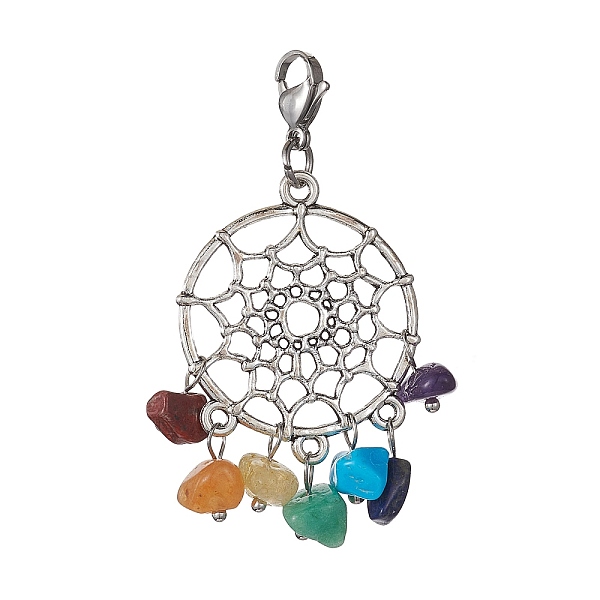 PandaHall Tibetan Style Alloy Pendant Decorations, 7 Chakra Gemstone Chips and Lobster Claw Clasps Charm, Flat Round, 57mm Mixed Stone Flat...
PandaHall Tibetan Style Alloy Pendant Decorations, 7 Chakra Gemstone Chips and Lobster Claw Clasps Charm, Flat Round, 57mm Mixed Stone Flat...