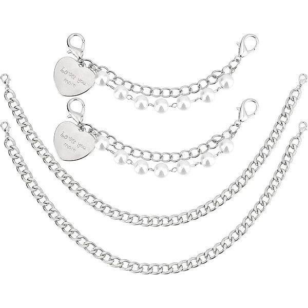 PandaHall Fingerinspire 4Pcs 2 Style Iron Shoe Chain, with Alloy Clasp & Heart Pendant and ABS Beads, Platinum, 125~328mm, 2pcs/style Iron
PandaHall Fingerinspire 4Pcs 2 Style Iron Shoe Chain, with Alloy Clasp & Heart Pendant and ABS Beads, Platinum, 125~328mm, 2pcs/style Iron