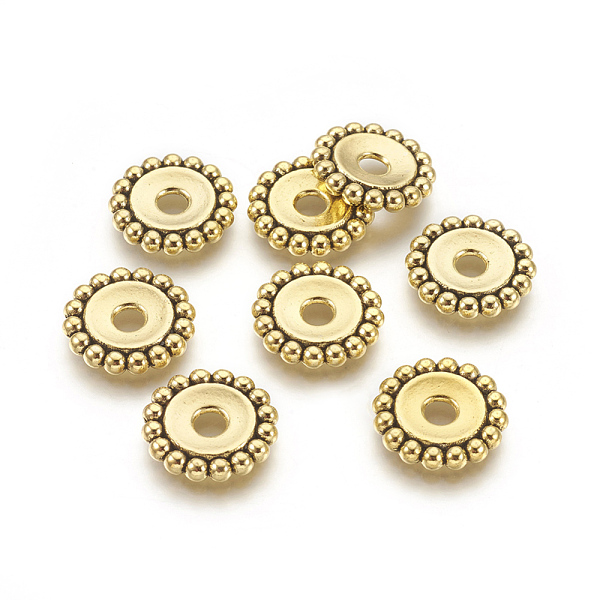 PandaHall Tibetan Style Alloy Beads, Flower, Cadmium Free & Nickel Free & Lead Free, Antique Golden, 17.5x3mm, Hole: 4mm Alloy Flower
PandaHall Tibetan Style Alloy Beads, Flower, Cadmium Free & Nickel Free & Lead Free, Antique Golden, 17.5x3mm, Hole: 4mm Alloy Flower