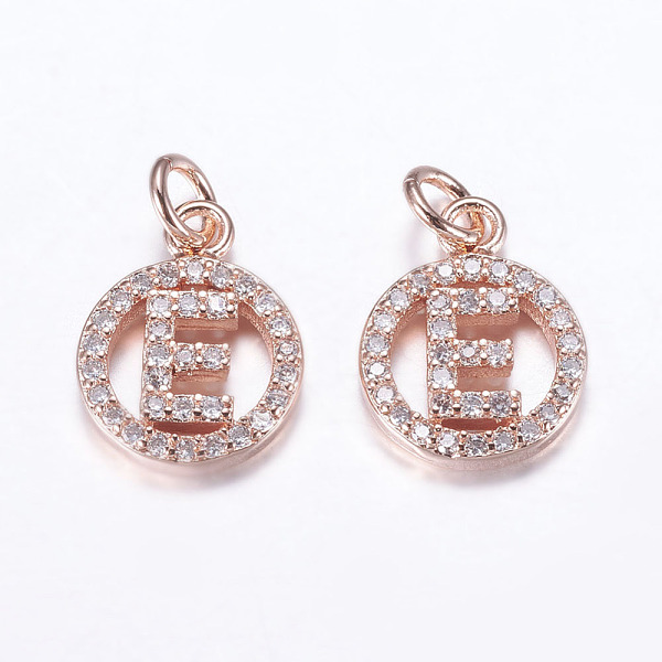 PandaHall Brass Micro Pave Cubic Zirconia Pendants, Cadmium Free & Lead Free, Flat Round, Letter.E, Rose Gold, 16x10x2~2.5mm, Hole: 2.5~3mm...
PandaHall Brass Micro Pave Cubic Zirconia Pendants, Cadmium Free & Lead Free, Flat Round, Letter.E, Rose Gold, 16x10x2~2.5mm, Hole: 2.5~3mm...