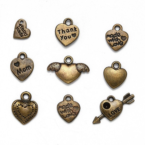 PandaHall Unique Ideas for Valentines Day Mixed Tibetan Style Alloy Heart Pendants, Antique Bronze, 7~15x7~15x3~4mm, Hole: 1~2mm Alloy Heart
PandaHall Unique Ideas for Valentines Day Mixed Tibetan Style Alloy Heart Pendants, Antique Bronze, 7~15x7~15x3~4mm, Hole: 1~2mm Alloy Heart