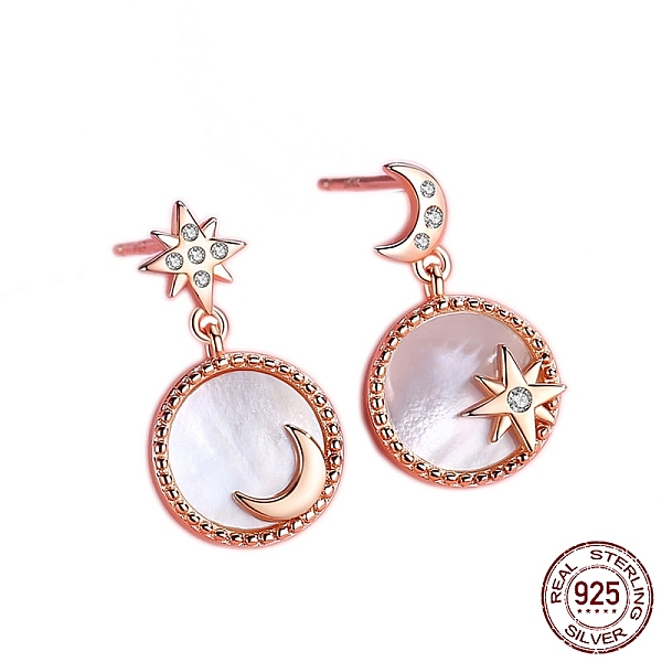 PandaHall Natural Shell Moon & Star Asymmetrical Earrings with Clear Cubic Zirconia, 925 Sterling Silver Dangle Stud Earrings for Women..., White
PandaHall Natural Shell Moon & Star Asymmetrical Earrings with Clear Cubic Zirconia, 925 Sterling Silver Dangle Stud Earrings for Women..., White