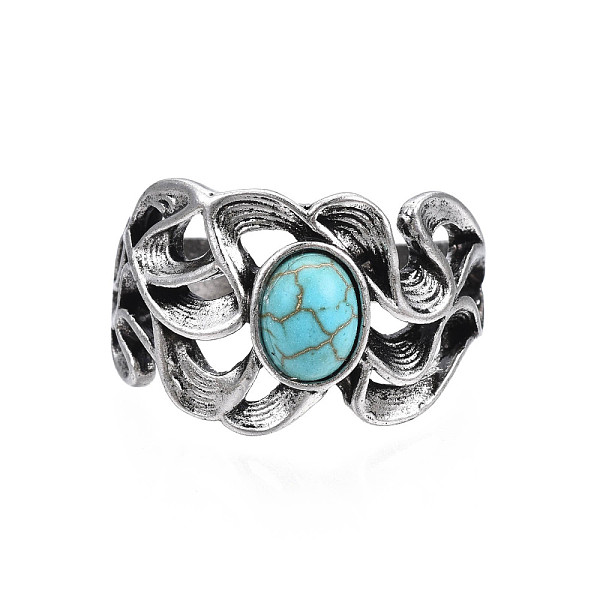 PandaHall Gothic Punk Skull Alloy Open Cuff Ring with Oval Synthetic Turquoise for Men Women, Cadmium Free & Lead Free, Antique Silver...
PandaHall Gothic Punk Skull Alloy Open Cuff Ring with Oval Synthetic Turquoise for Men Women, Cadmium Free & Lead Free, Antique Silver...
