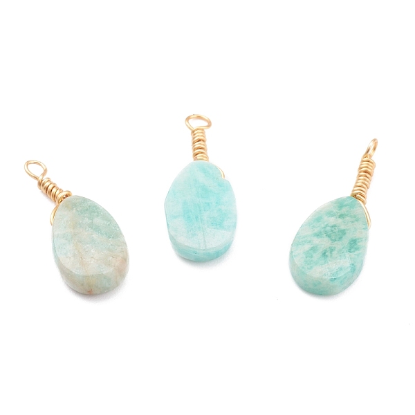 PandaHall Natural Amazonite Pendants, with Golden Tone Copper Wire Findings, Oval, 20~22x8.5x4~4.5mm, Hole: 1.5mm Amazonite Oval
PandaHall Natural Amazonite Pendants, with Golden Tone Copper Wire Findings, Oval, 20~22x8.5x4~4.5mm, Hole: 1.5mm Amazonite Oval
