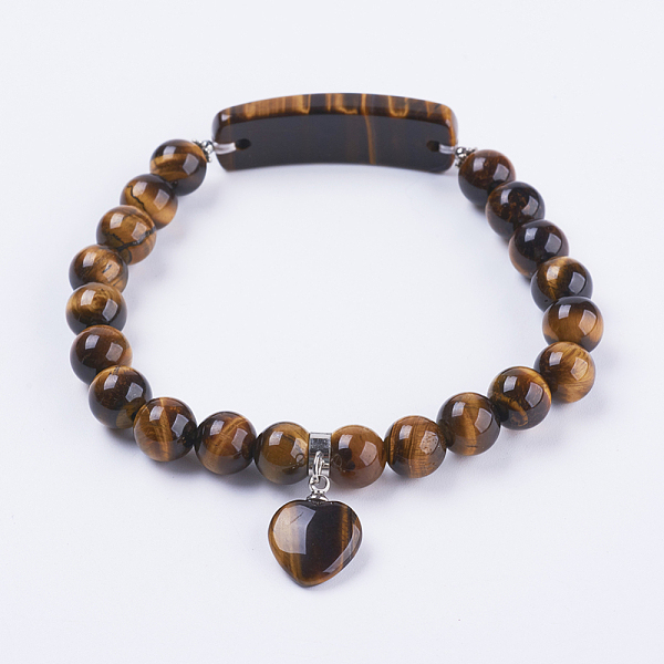 PandaHall Natural Tiger Eye Stretch Bracelets, with Alloy Findings, Heart, 2-3/8 inch(61mm) Tiger Eye Orange
PandaHall Natural Tiger Eye Stretch Bracelets, with Alloy Findings, Heart, 2-3/8 inch(61mm) Tiger Eye Orange