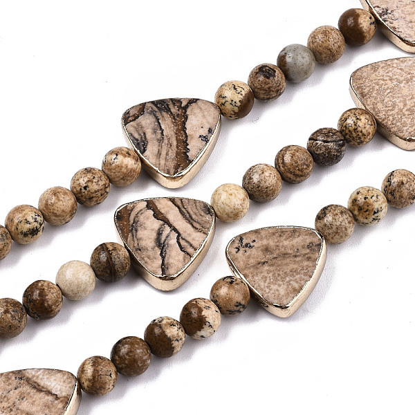 PandaHall Natural Picture Jasper Strands, with Light Gold Brass Edge, Triangle & Round, 6.5mm, Hole: 1.2mm, Triangle: 16.5x17.5x4mm, Hole...
PandaHall Natural Picture Jasper Strands, with Light Gold Brass Edge, Triangle & Round, 6.5mm, Hole: 1.2mm, Triangle: 16.5x17.5x4mm, Hole...