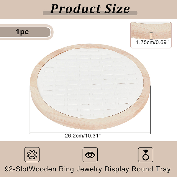 PandaHall 92-Slot Wooden Ring Jewelry Display Round Tray, with PU Leather, Finger Ring Organizer Holder for Ring Storage, White, 26.2x1.75cm...
PandaHall 92-Slot Wooden Ring Jewelry Display Round Tray, with PU Leather, Finger Ring Organizer Holder for Ring Storage, White, 26.2x1.75cm...