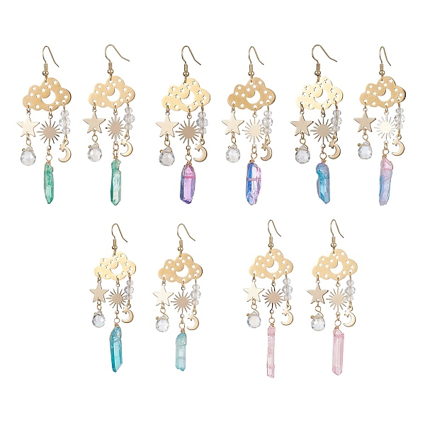 PandaHall 201 Stainless Steel Cloud Chandelier Earrings with Brass Pins,Dyed Natural Quartz Crystal Nugget Long Drop Earrings, Mixed Color..., Multicolor
PandaHall 201 Stainless Steel Cloud Chandelier Earrings with Brass Pins,Dyed Natural Quartz Crystal Nugget Long Drop Earrings, Mixed Color..., Multicolor