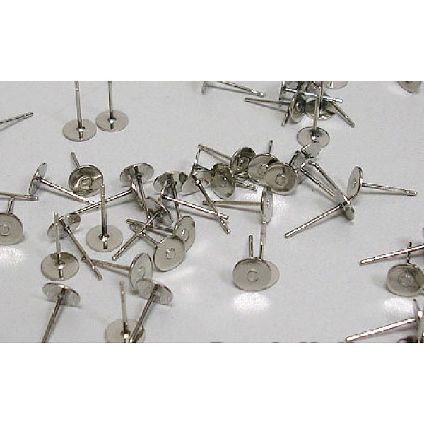 PandaHall Iron Stud Earring Findings, Nickel Free, Platinum, 11x0.7mm, Tray: 6mm Iron Flat Round
PandaHall Iron Stud Earring Findings, Nickel Free, Platinum, 11x0.7mm, Tray: 6mm Iron Flat Round