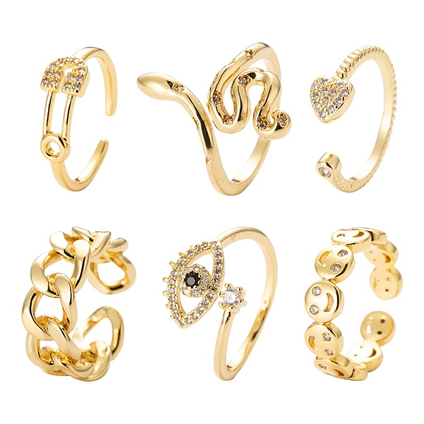 PandaHall 6Pcs 6 Styles Adjustable Brass Micro Pave Clear Cubic Zirconia Cuff Rings, Open Rings, Long-Lasting Plated, Flat Round with Heart...
PandaHall 6Pcs 6 Styles Adjustable Brass Micro Pave Clear Cubic Zirconia Cuff Rings, Open Rings, Long-Lasting Plated, Flat Round with Heart...
