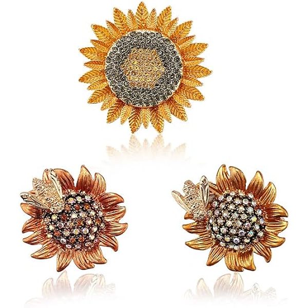 PandaHall GOMAKERER 3Pcs 3 Styles Light Gold Zinc Alloy with Rhinestone Brooch, Enamel Pins, Sunflower, Mixed Color, 28~38.5x28~38.5x6~7mm..., Multicolor
PandaHall GOMAKERER 3Pcs 3 Styles Light Gold Zinc Alloy with Rhinestone Brooch, Enamel Pins, Sunflower, Mixed Color, 28~38.5x28~38.5x6~7mm..., Multicolor