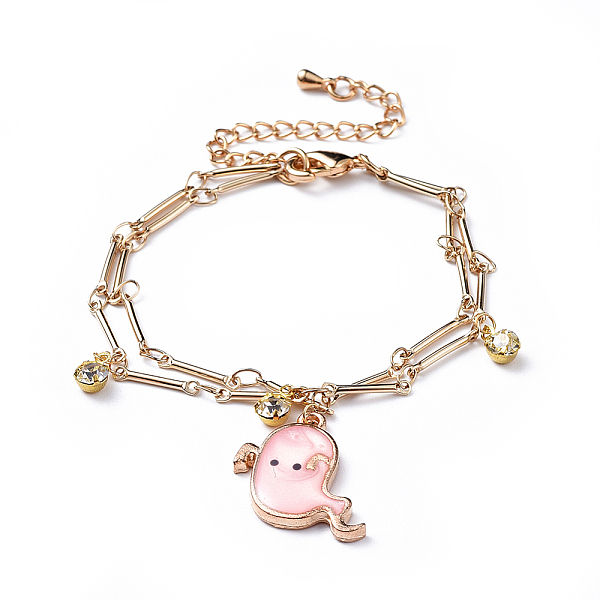 PandaHall Brass Multi-strand Charm Bracelets, with Alloy Enamel Pendants and Brass Rhinestone Findings, Halloween Ghost, Real 18K Gold..., Pink
PandaHall Brass Multi-strand Charm Bracelets, with Alloy Enamel Pendants and Brass Rhinestone Findings, Halloween Ghost, Real 18K Gold..., Pink