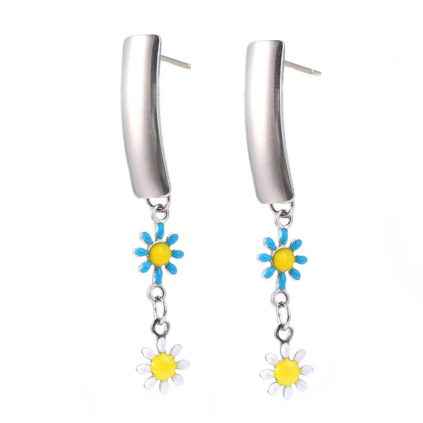PandaHall Rectangle with Flower Enamel Long Dangle Stud Earrings, Stainless Steel Color Plated 304 Stainless Steel Jewelry for Women, Deep...
PandaHall Rectangle with Flower Enamel Long Dangle Stud Earrings, Stainless Steel Color Plated 304 Stainless Steel Jewelry for Women, Deep...