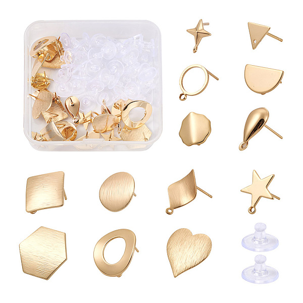 PandaHall Kissitty 26Pcs Heart & Geometry Brass Stud Earring Findings, with Loop and Plastic Ear Nuts, Real 18K Gold Plated, 2pcs/style...
PandaHall Kissitty 26Pcs Heart & Geometry Brass Stud Earring Findings, with Loop and Plastic Ear Nuts, Real 18K Gold Plated, 2pcs/style...