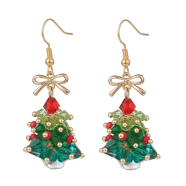 PandaHall Glass Christmas Tree with Bowknot Dangle Earrings, Gold Plated Brass Wire Wrap Jewelry for Women, Colorful, 50mm, Pin: 0.8mm Glass..., Green
PandaHall Glass Christmas Tree with Bowknot Dangle Earrings, Gold Plated Brass Wire Wrap Jewelry for Women, Colorful, 50mm, Pin: 0.8mm Glass..., Green