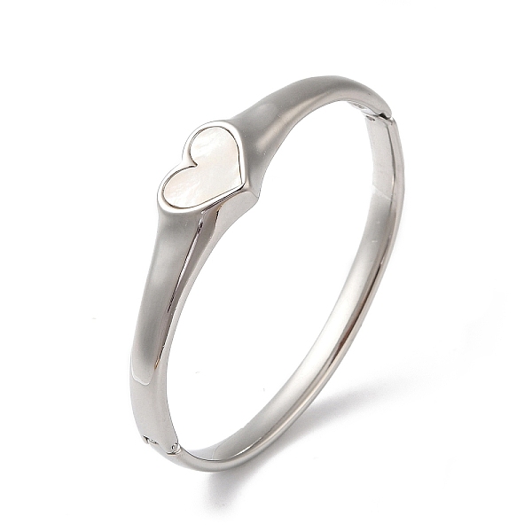 PandaHall Heart 304 Stainless Steel Pave Shell Hinged Bangles for Women, Stainless Steel Color, White, 1/2 inch(1.4cm), Inner Diameter...
PandaHall Heart 304 Stainless Steel Pave Shell Hinged Bangles for Women, Stainless Steel Color, White, 1/2 inch(1.4cm), Inner Diameter...