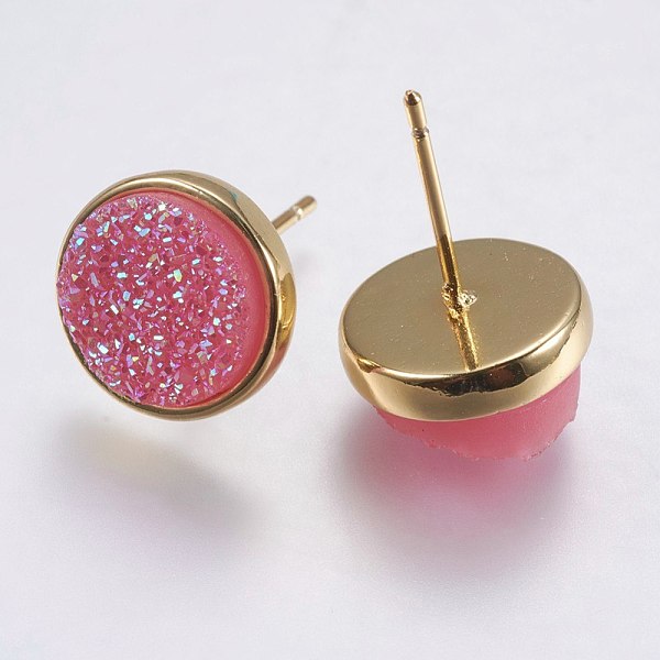 PandaHall Druzy Resin Earrings, with Brass Finding, Flat Round, Hot Pink, 9.5x16~16.5mm, Pin: 0.8mm Resin Pink
PandaHall Druzy Resin Earrings, with Brass Finding, Flat Round, Hot Pink, 9.5x16~16.5mm, Pin: 0.8mm Resin Pink