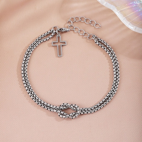 PandaHall New Stainless Steel Box Chain Bracelets, Cross Double-layer Chain Bracelet for Men and Women Stainless Steel
PandaHall New Stainless Steel Box Chain Bracelets, Cross Double-layer Chain Bracelet for Men and Women Stainless Steel