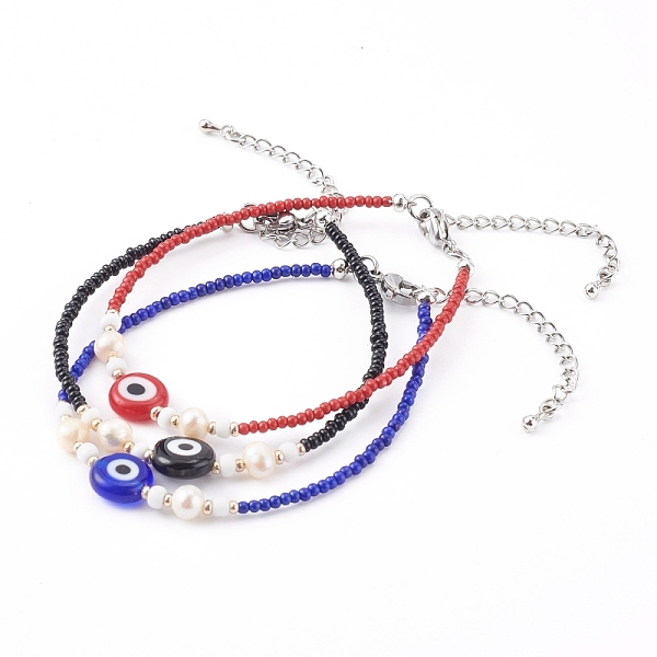 PandaHall Glass Seed Beaded Bracelets, with Natural Pearl Beads and Evil Eye Lampwork Beads, Mixed Color, 7-1/8 inch(18cm) Glass Evil Eye..., Multicolor
PandaHall Glass Seed Beaded Bracelets, with Natural Pearl Beads and Evil Eye Lampwork Beads, Mixed Color, 7-1/8 inch(18cm) Glass Evil Eye..., Multicolor