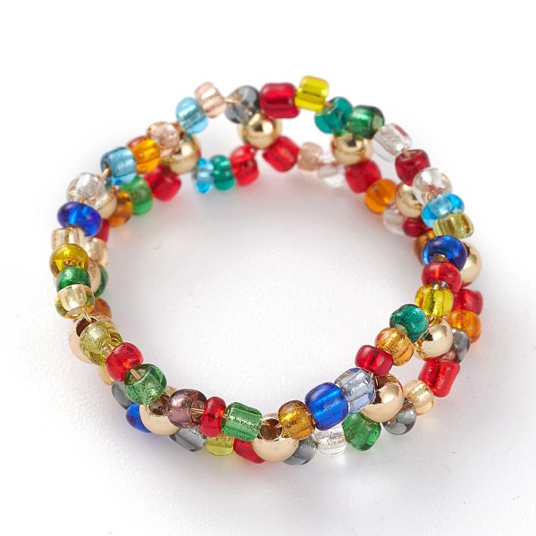 PandaHall Round Silver Lined Glass Seed Beaded Finger Rings, with Golden Plated Brass Beads, Colorful, US Size 14 1/4(23.2mm) Glass
PandaHall Round Silver Lined Glass Seed Beaded Finger Rings, with Golden Plated Brass Beads, Colorful, US Size 14 1/4(23.2mm) Glass