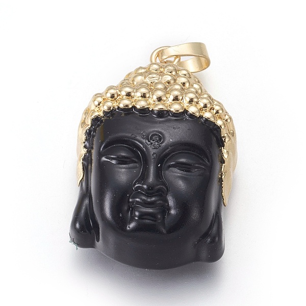 PandaHall Glass Pendants, with Brass Findings, Buddha Head, Golden, Black, 40x26.5x16.5mm, Hole: 5x8mm Brass+Glass Human Black
PandaHall Glass Pendants, with Brass Findings, Buddha Head, Golden, Black, 40x26.5x16.5mm, Hole: 5x8mm Brass+Glass Human Black