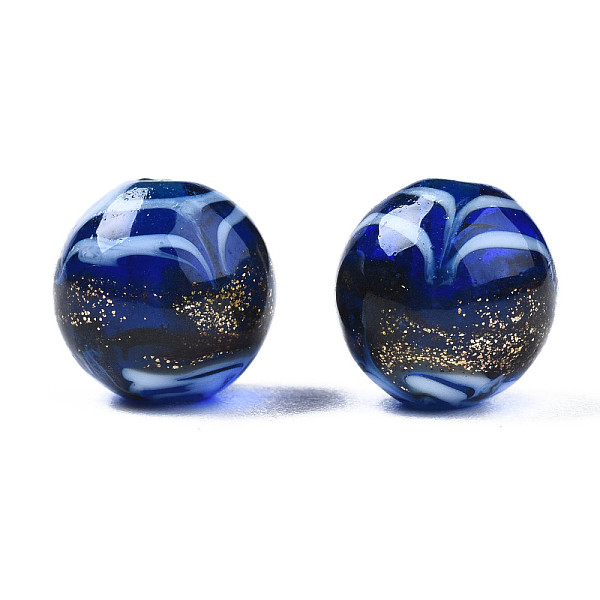 PandaHall Handmade Gold Sand Lampwork Beads, Round, Medium Blue, 9~10x8~10mm, Hole: 1.6mm Lampwork Round
PandaHall Handmade Gold Sand Lampwork Beads, Round, Medium Blue, 9~10x8~10mm, Hole: 1.6mm Lampwork Round