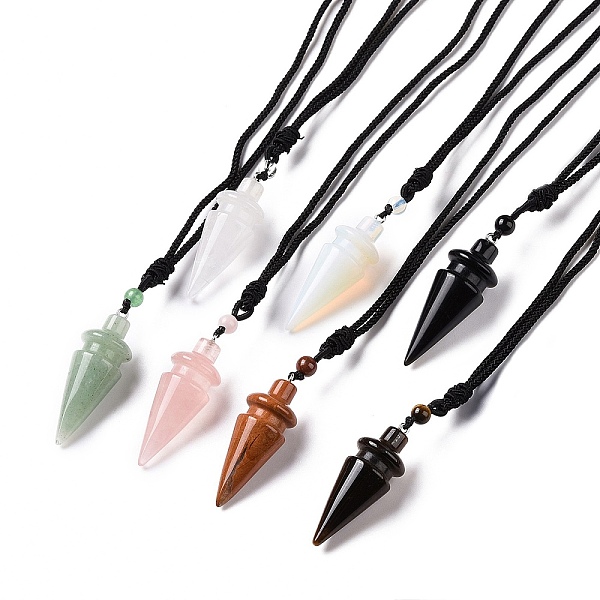 PandaHall Gemstone Cone Pendant Necklace with Nylon Cord for Women, 32.28~34.25 inch(82~87cm) Mixed Stone
PandaHall Gemstone Cone Pendant Necklace with Nylon Cord for Women, 32.28~34.25 inch(82~87cm) Mixed Stone