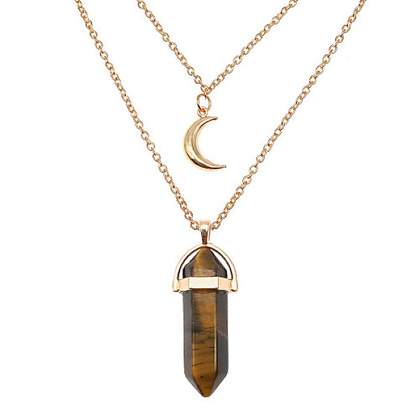 PandaHall Natural Tiger Eye Cone Pendant Double Layer Necklace, with Moon Charms, 19.69 inch(50cm) Tiger Eye Cone
PandaHall Natural Tiger Eye Cone Pendant Double Layer Necklace, with Moon Charms, 19.69 inch(50cm) Tiger Eye Cone
