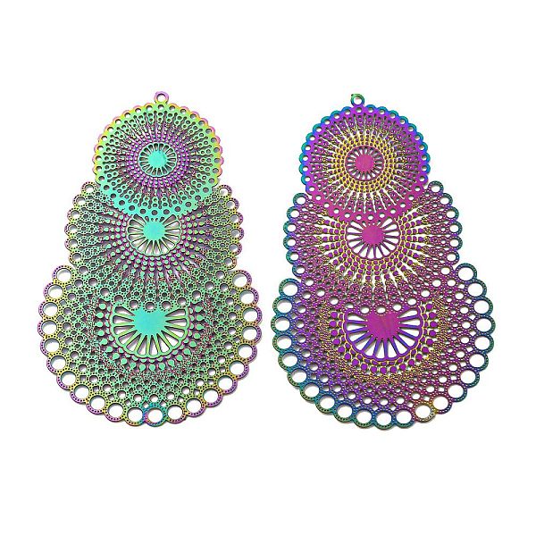 PandaHall Ion Plating(IP) 304 Stainless Steel Etched Metal Embellishments Big Pendants, Teardrop Charms, Rainbow Color, 56.5x36.5x0.3mm...
PandaHall Ion Plating(IP) 304 Stainless Steel Etched Metal Embellishments Big Pendants, Teardrop Charms, Rainbow Color, 56.5x36.5x0.3mm...