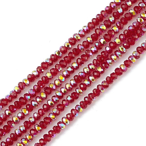 PandaHall Transparent Electroplate Glass Beads Strands, Faceted, Rondelle, AB Color Plated, Red, 4~4.5x3~3.5mm, Hole: 0.8mm, about...
PandaHall Transparent Electroplate Glass Beads Strands, Faceted, Rondelle, AB Color Plated, Red, 4~4.5x3~3.5mm, Hole: 0.8mm, about...