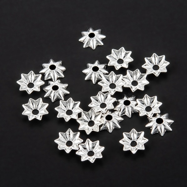 PandaHall Multi-Petal Brass Bead Caps, Long-Lasting Plated, Rack Plating, Flower, Silver, 5x1mm, Hole: 1mm Brass
PandaHall Multi-Petal Brass Bead Caps, Long-Lasting Plated, Rack Plating, Flower, Silver, 5x1mm, Hole: 1mm Brass