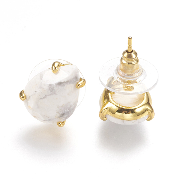 PandaHall Natural Howlite Stud Earrings, with Golden Tone Brass Findings, Faceted Teardrop, 13.5~14x10.5mm, Pin: 0.8mm Howlite
PandaHall Natural Howlite Stud Earrings, with Golden Tone Brass Findings, Faceted Teardrop, 13.5~14x10.5mm, Pin: 0.8mm Howlite