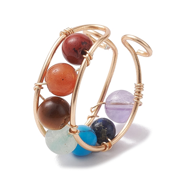 PandaHall Chakra Theme Natural & Synthetic Mixed Gemstone Cuff Earrings, Copper Wire Non Piercing Earrings, Golden, 17.5x9x20mm Mixed Stone
PandaHall Chakra Theme Natural & Synthetic Mixed Gemstone Cuff Earrings, Copper Wire Non Piercing Earrings, Golden, 17.5x9x20mm Mixed Stone