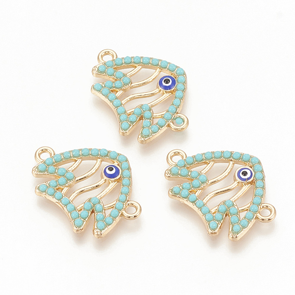 PandaHall Alloy Enamel Links connectors, with Resin, Fish with Evil Eye, Turquoise, 25x18x2.5mm, Hole: 1.8mm Alloy+Resin Fish Green
PandaHall Alloy Enamel Links connectors, with Resin, Fish with Evil Eye, Turquoise, 25x18x2.5mm, Hole: 1.8mm Alloy+Resin Fish Green