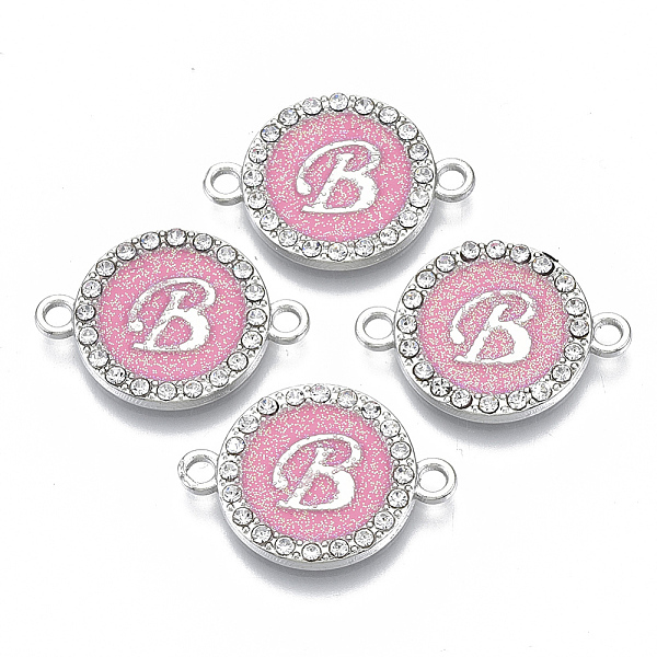 PandaHall Alloy Enamel Links Connectors, with Crystal Rhinestones, Flat Round with Letter, Silver Color Plated, Letter.B, 22x16x2mm, Hole..., Pink
PandaHall Alloy Enamel Links Connectors, with Crystal Rhinestones, Flat Round with Letter, Silver Color Plated, Letter.B, 22x16x2mm, Hole..., Pink