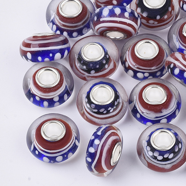 PandaHall Handmade Lampwork European Beads, Large Hole Beads, with Silver Color Plated Brass Single Cores, Rondelle, Colorful, 14x7.5mm...
PandaHall Handmade Lampwork European Beads, Large Hole Beads, with Silver Color Plated Brass Single Cores, Rondelle, Colorful, 14x7.5mm...