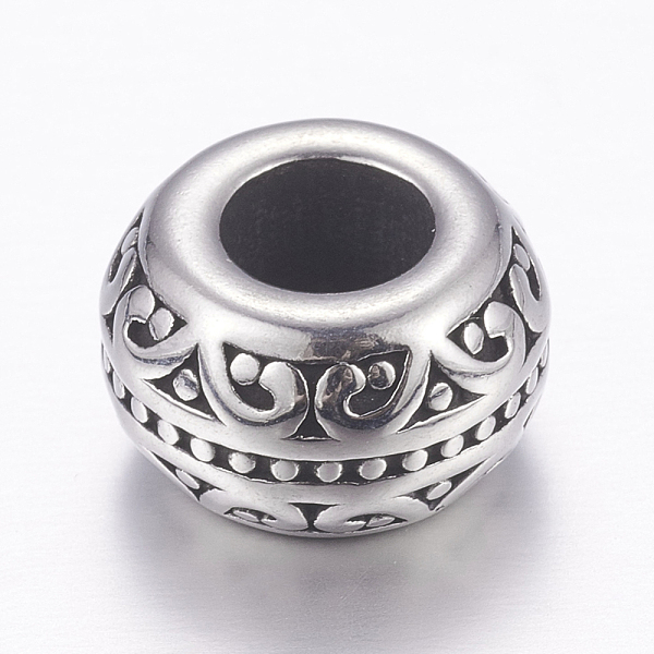 PandaHall 304 Stainless Steel European Beads, Large Hole Beads, Rondelle, Antique Silver, 12x7mm, Hole: 5mm 304 Stainless Steel Rondelle
PandaHall 304 Stainless Steel European Beads, Large Hole Beads, Rondelle, Antique Silver, 12x7mm, Hole: 5mm 304 Stainless Steel Rondelle