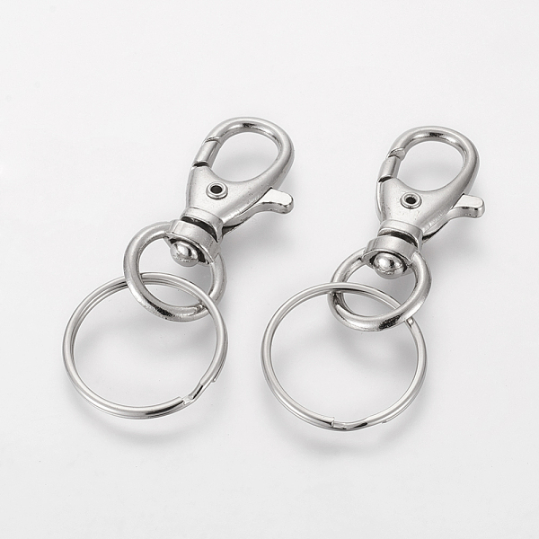 PandaHall Iron Swivel Clasps, Swivel Snap Hook Lobster Claw Clasps, with Key Rings, Platinum, 25x60mm Iron
PandaHall Iron Swivel Clasps, Swivel Snap Hook Lobster Claw Clasps, with Key Rings, Platinum, 25x60mm Iron